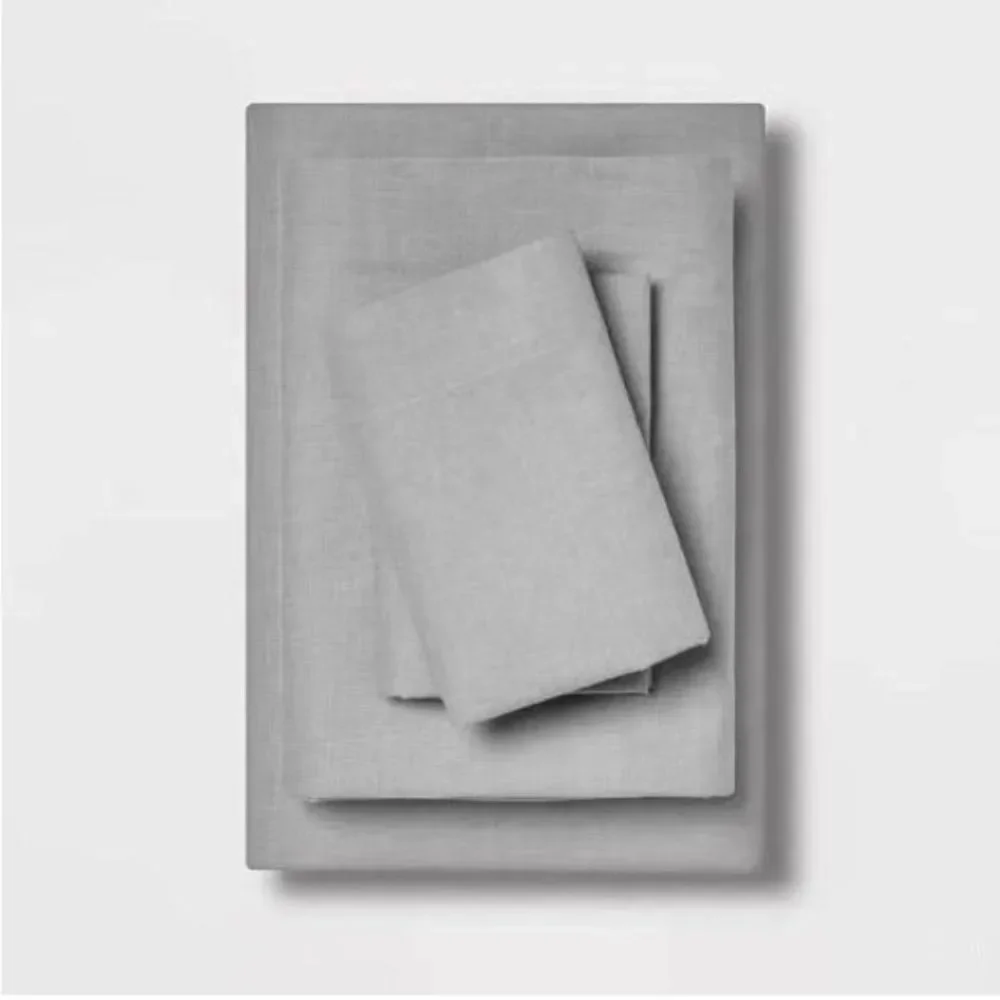 Twin/Twin XL Easy Care Solid Sheet Set - Room Essentials in Light Grey